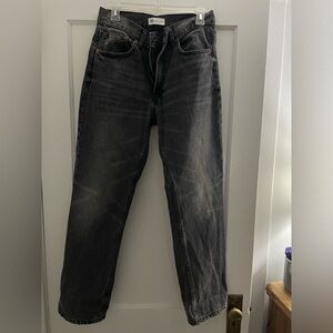 Zara Gray Straight Leg Jeans With High Waist